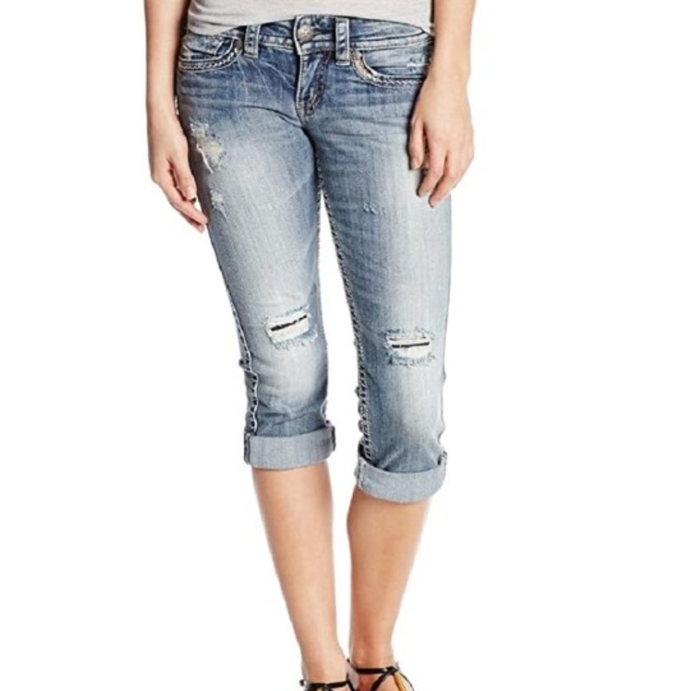 M4J Silver Tuesday Low Rise Capri Distressed 29